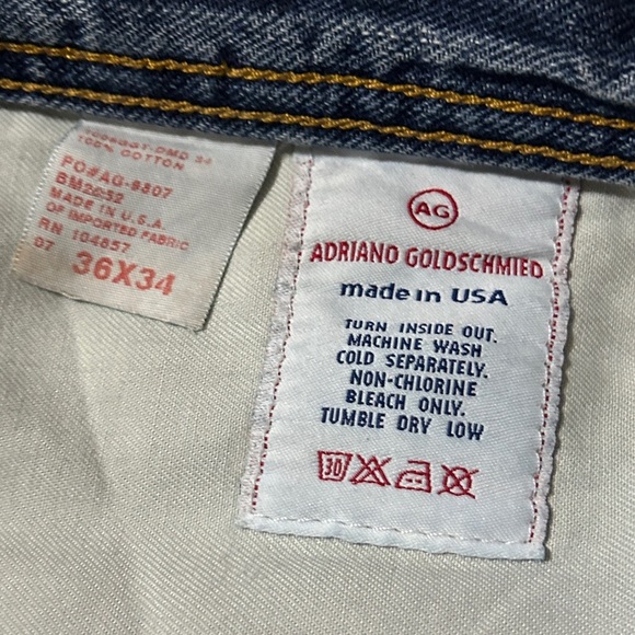 EUC AG Adriano Goldschmied “The Hero” size 36/34 jeans, wide leg. Fit like 36/32 - Picture 7 of 11